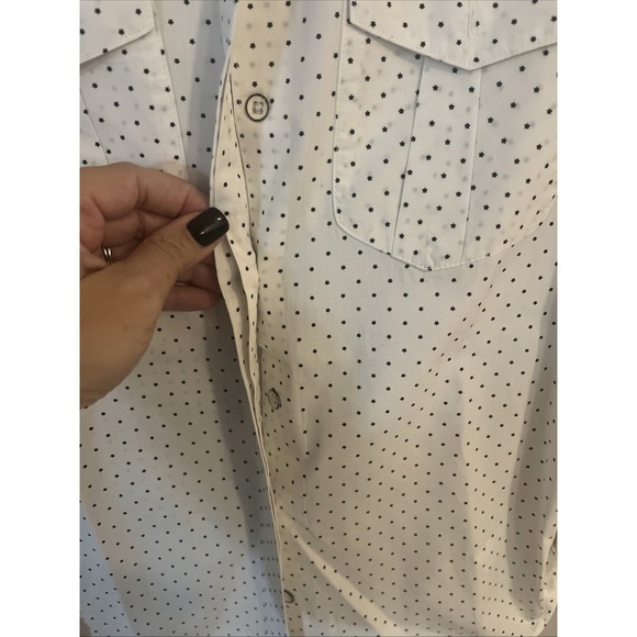 RAG & BONE WOMENS WHITE BUTTON DOWN WITH BLUE STAR PATTERN 100% Cotton SIZE Sm - Picture 5 of 7